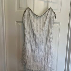 Retrofete White and Silver Mini Dress